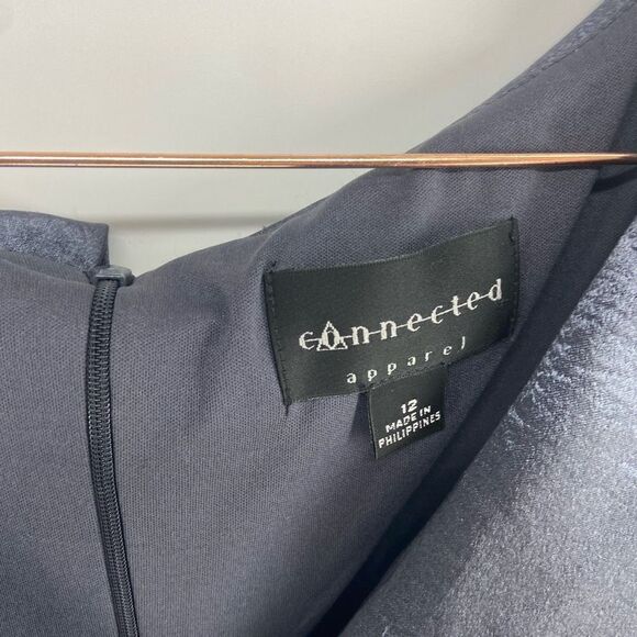 Connected Apparel Women's Black Formal Satin Sheath Dress Size 12 - Picture 2 of 6